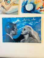 La dolce vita painting, Anita ekberg and Marcello Mastroianni