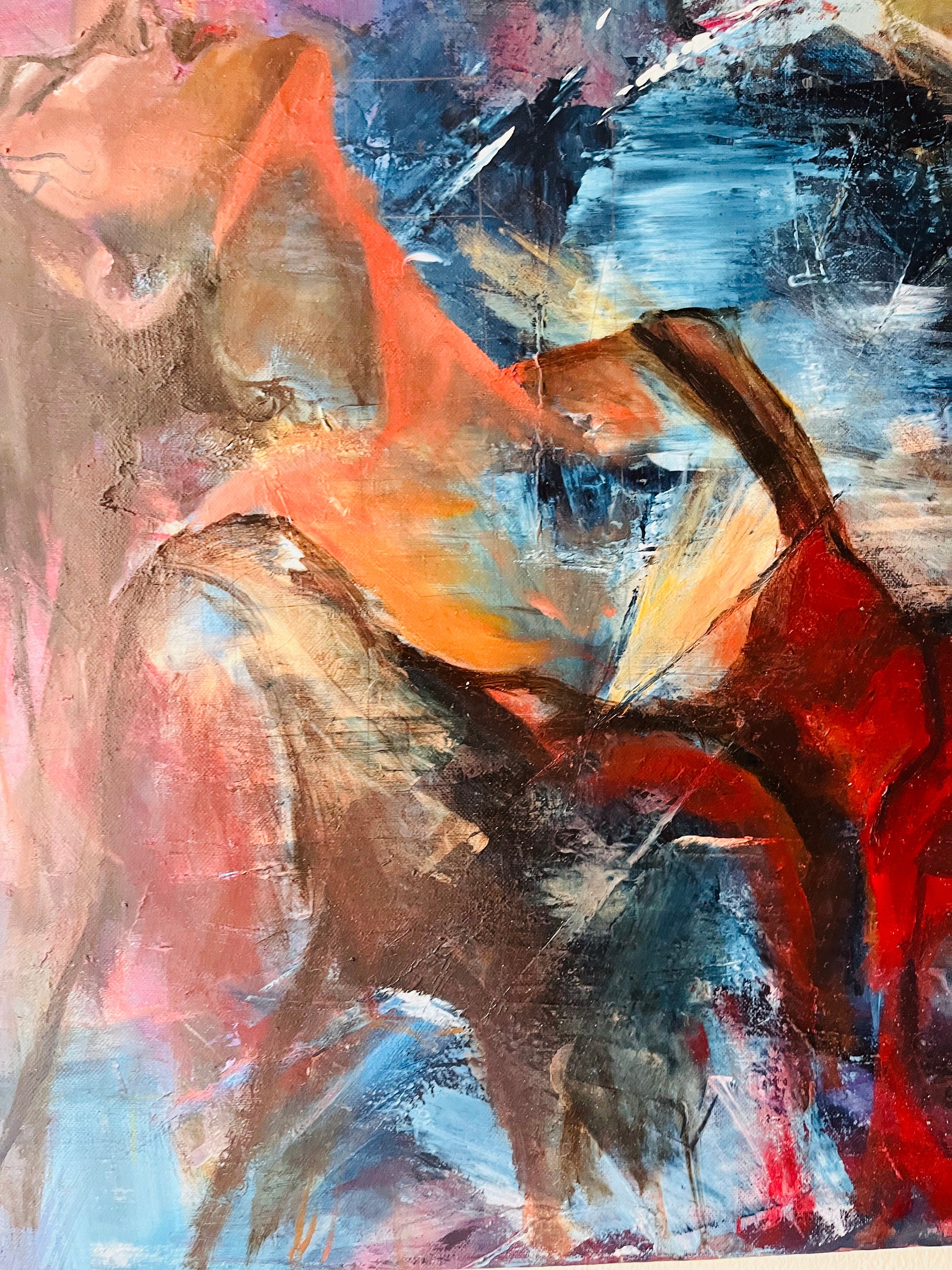Let the rain fall, abstract painting of woman
