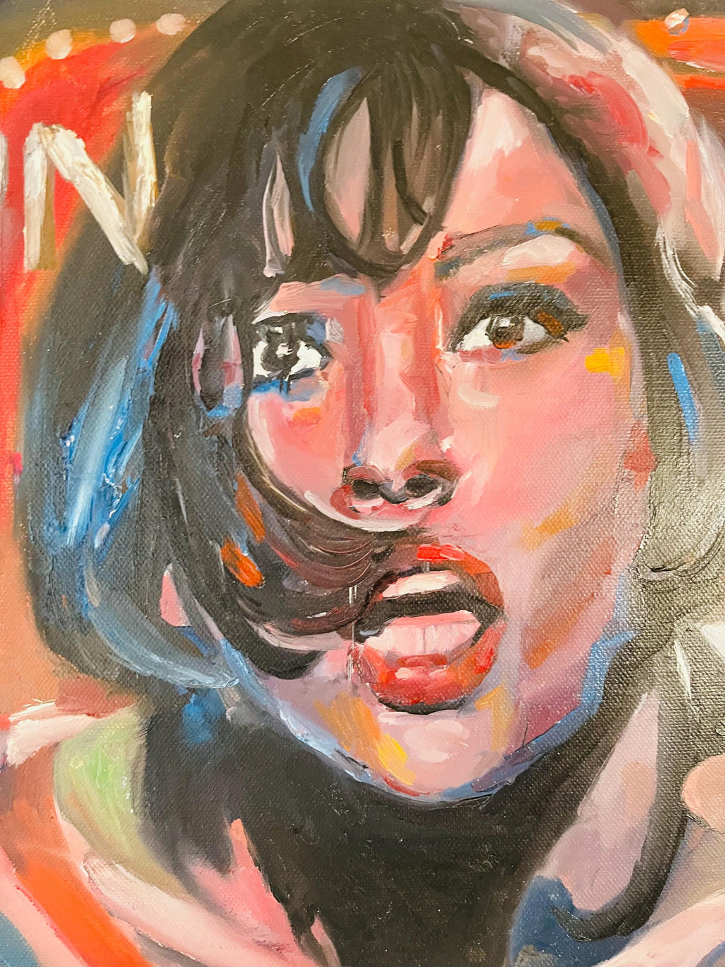 Original painting Under neon lights, Catherine zeta Jones, Chicago musical