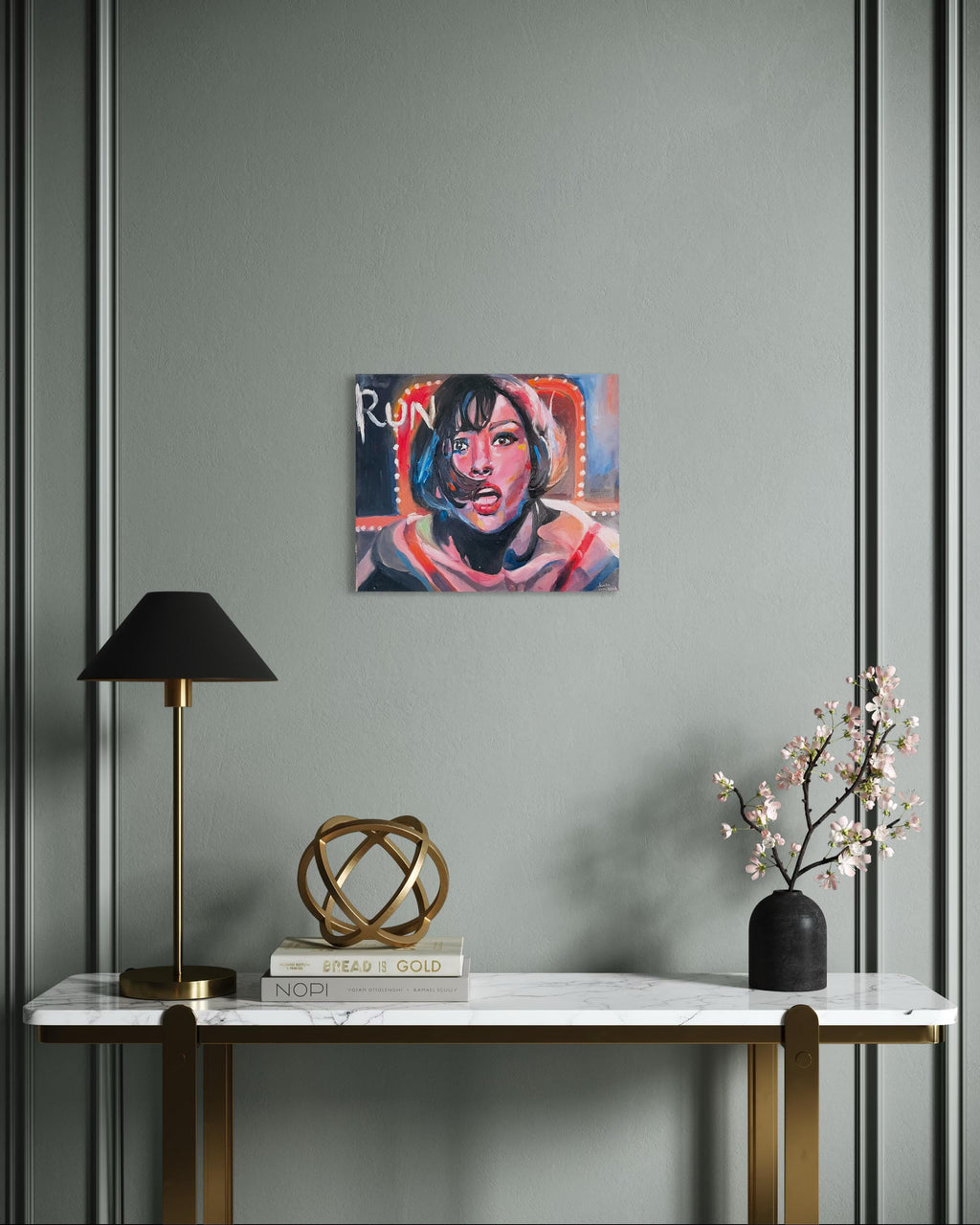 Original painting Under neon lights, Catherine zeta Jones, Chicago musical