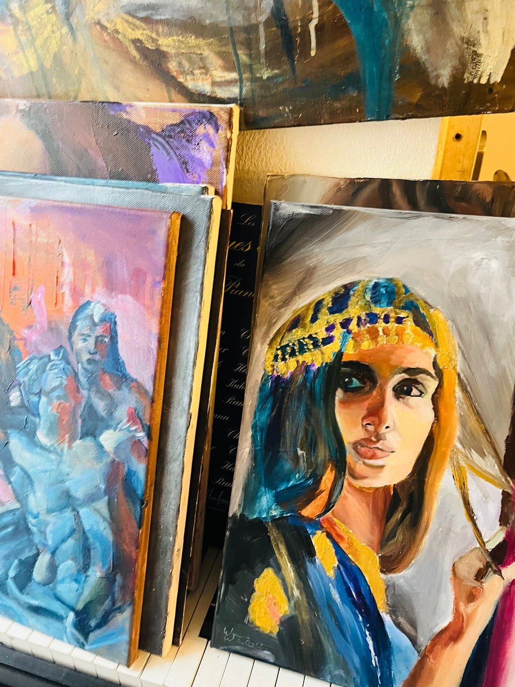 Gazing blue - original painting, oil on canvas