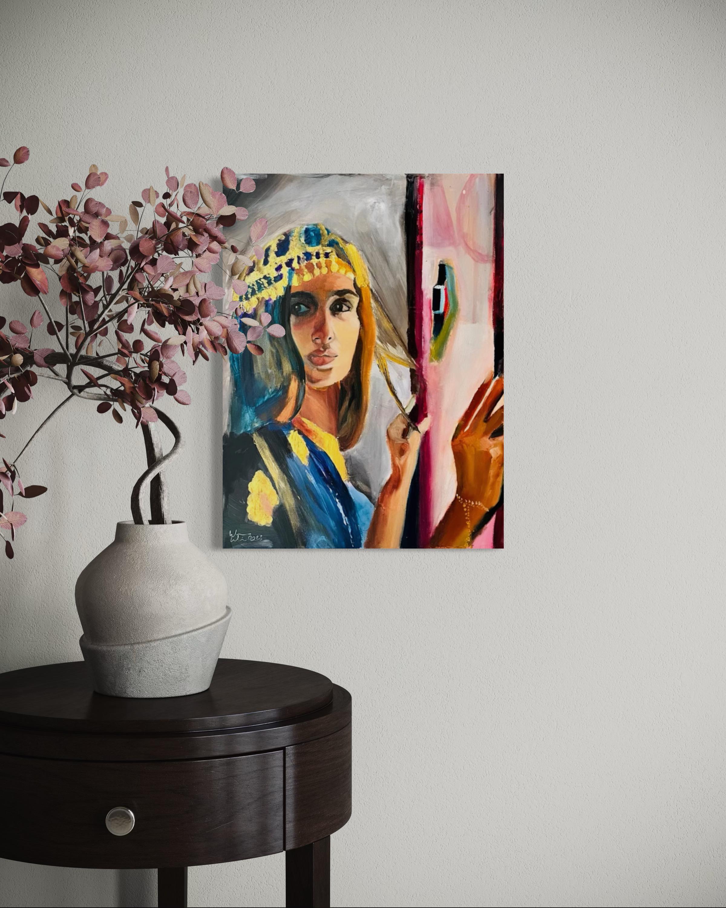 Gazing blue - original painting, oil on canvas