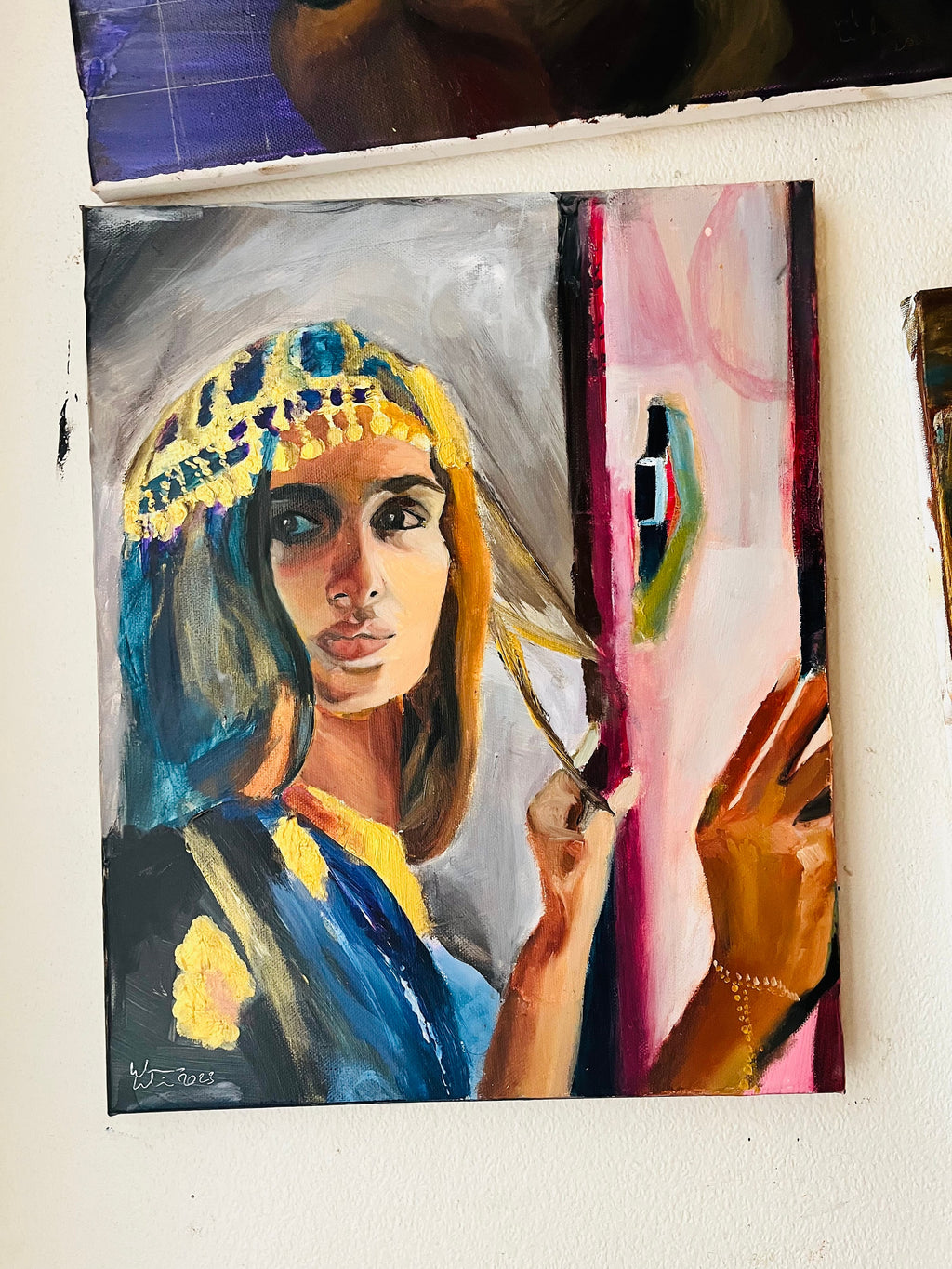 Gazing blue - original painting, oil on canvas