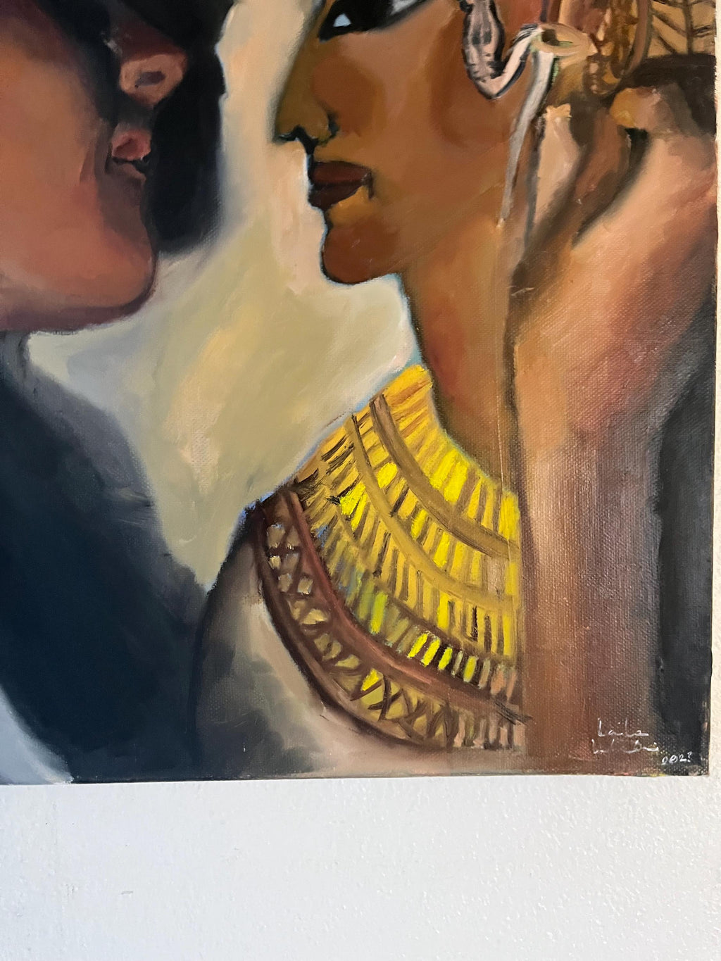 Original painting Historical whispers, Lorenza d’alessandro restoring the Tomb of Nefertari