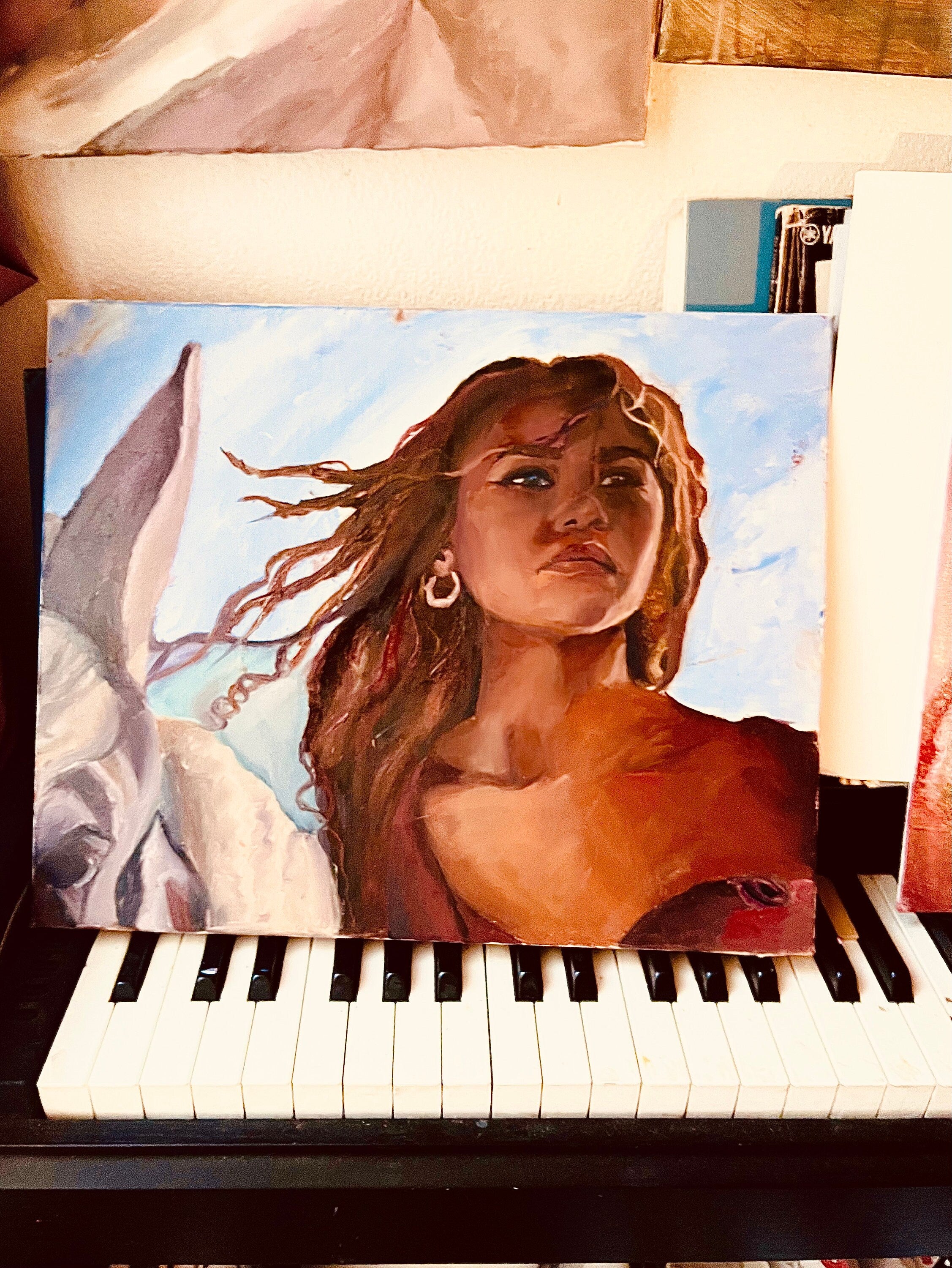Original oil painting Zendaya on a horse