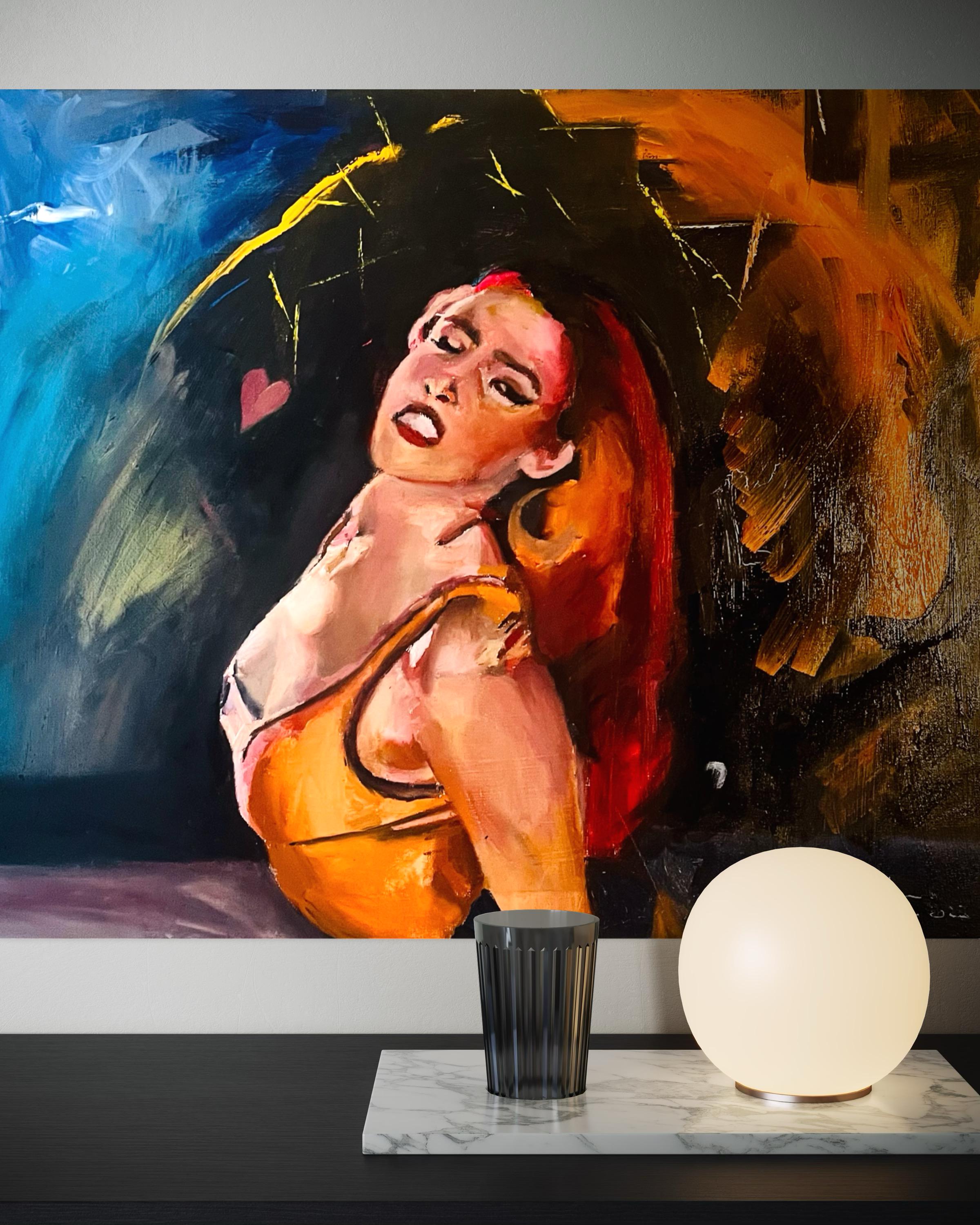 Ragaetton dancer redhead, fierce orange woman painting