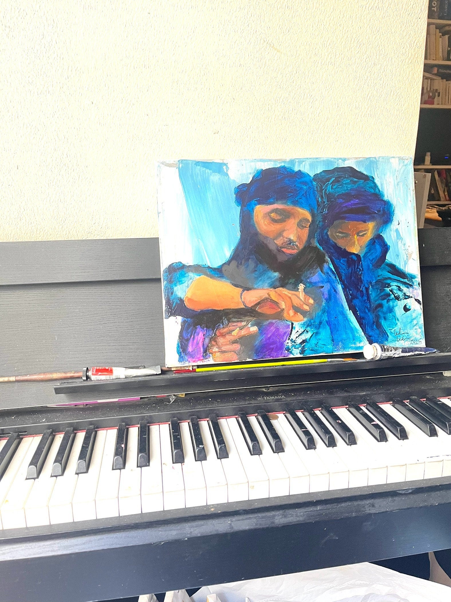 Tuareg brothers, original painting, African nomads