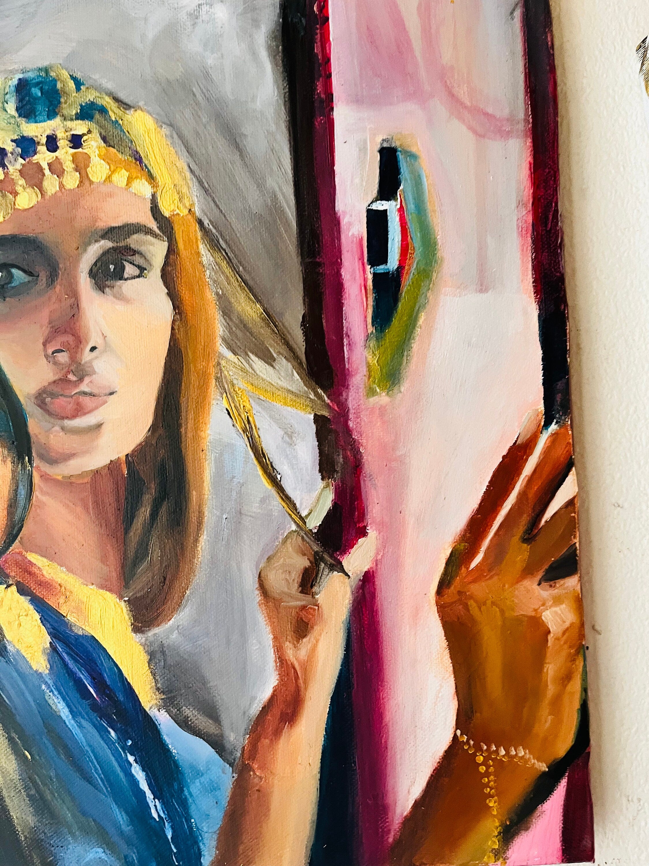 Gazing blue - original painting, oil on canvas