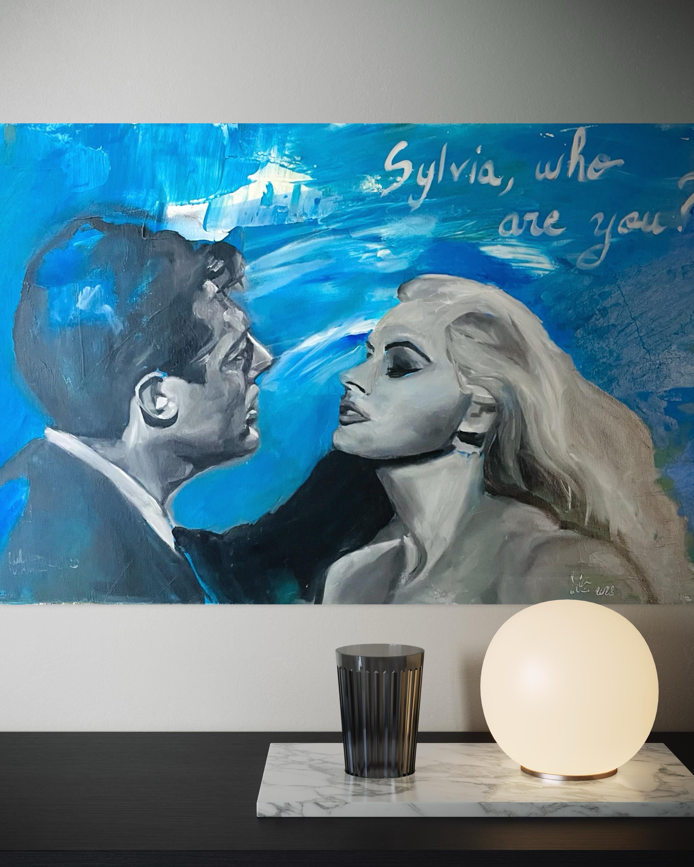La dolce vita painting, Anita ekberg and Marcello Mastroianni