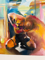 Mare Luce, original painting of a woman dancer on the sea, soft light