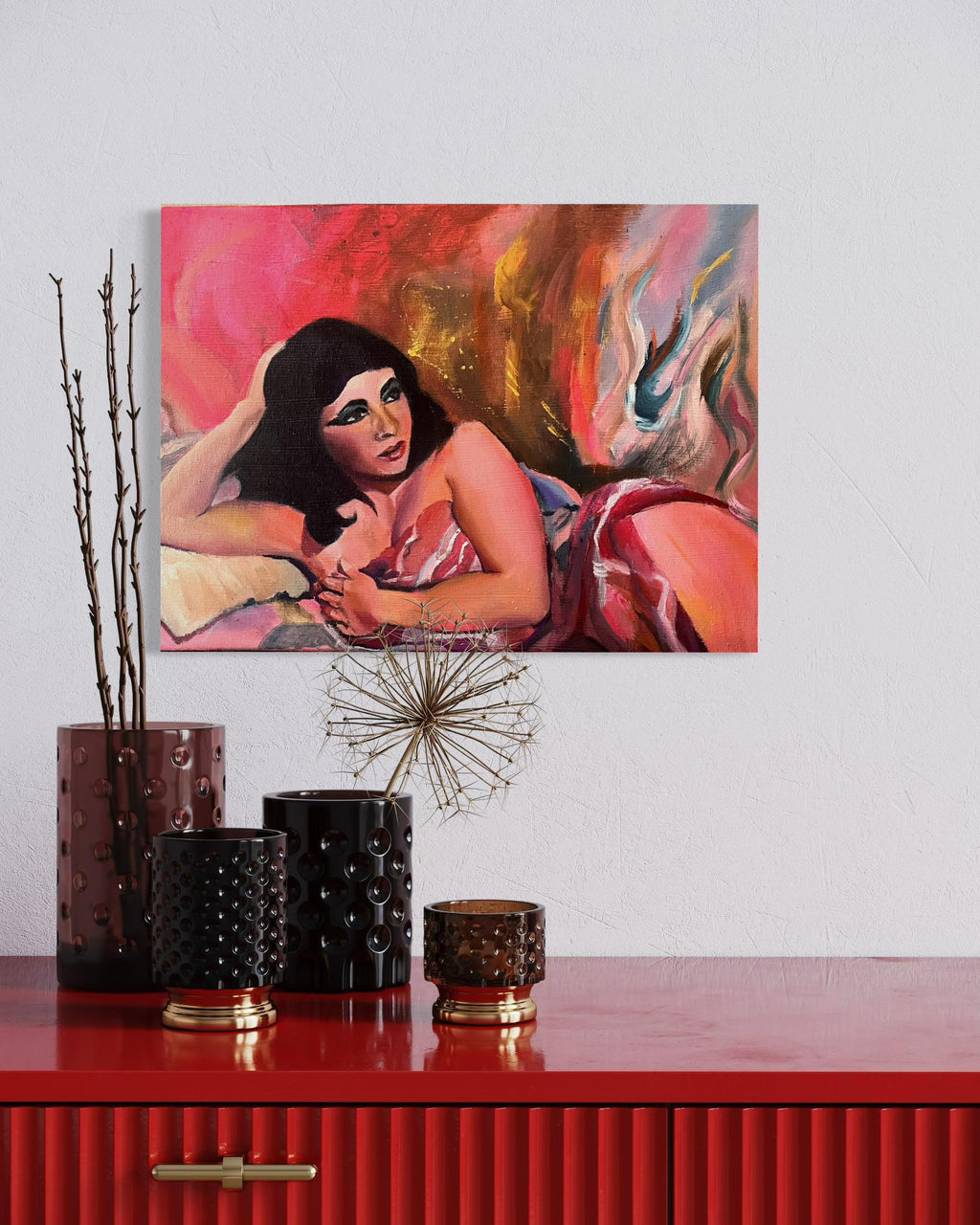 Original portrait painting of Elizabeth Taylor as cleopatra