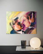 Marcello Mastroianni and Claudia cardinale portrait oil painting
