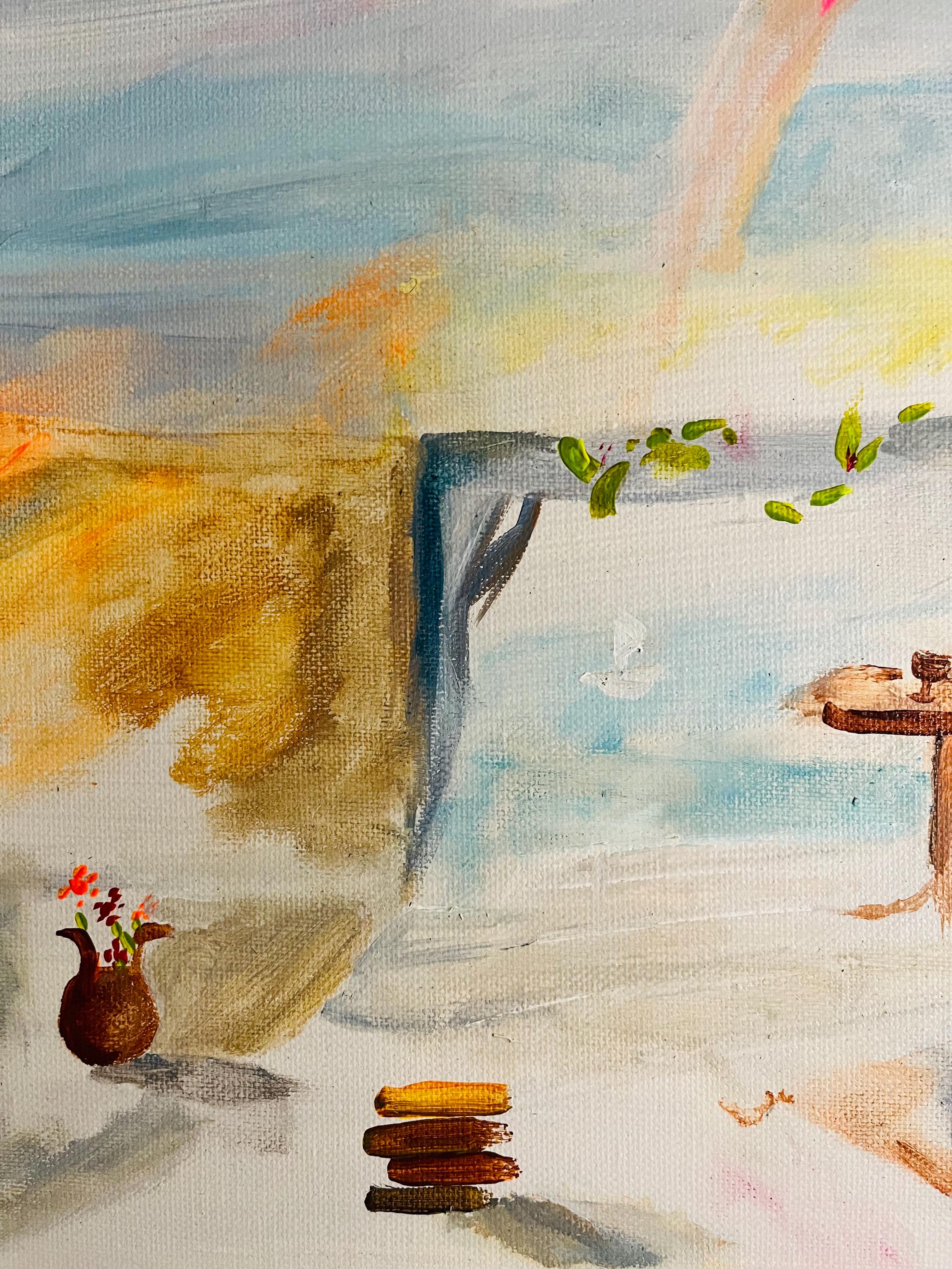 Lounge on air, original acrylic painting, Summer feeling