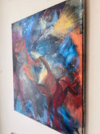 Let the rain fall, abstract painting of woman