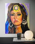 Woman from Sahara, amazigh tuareg woman portrait oil painting