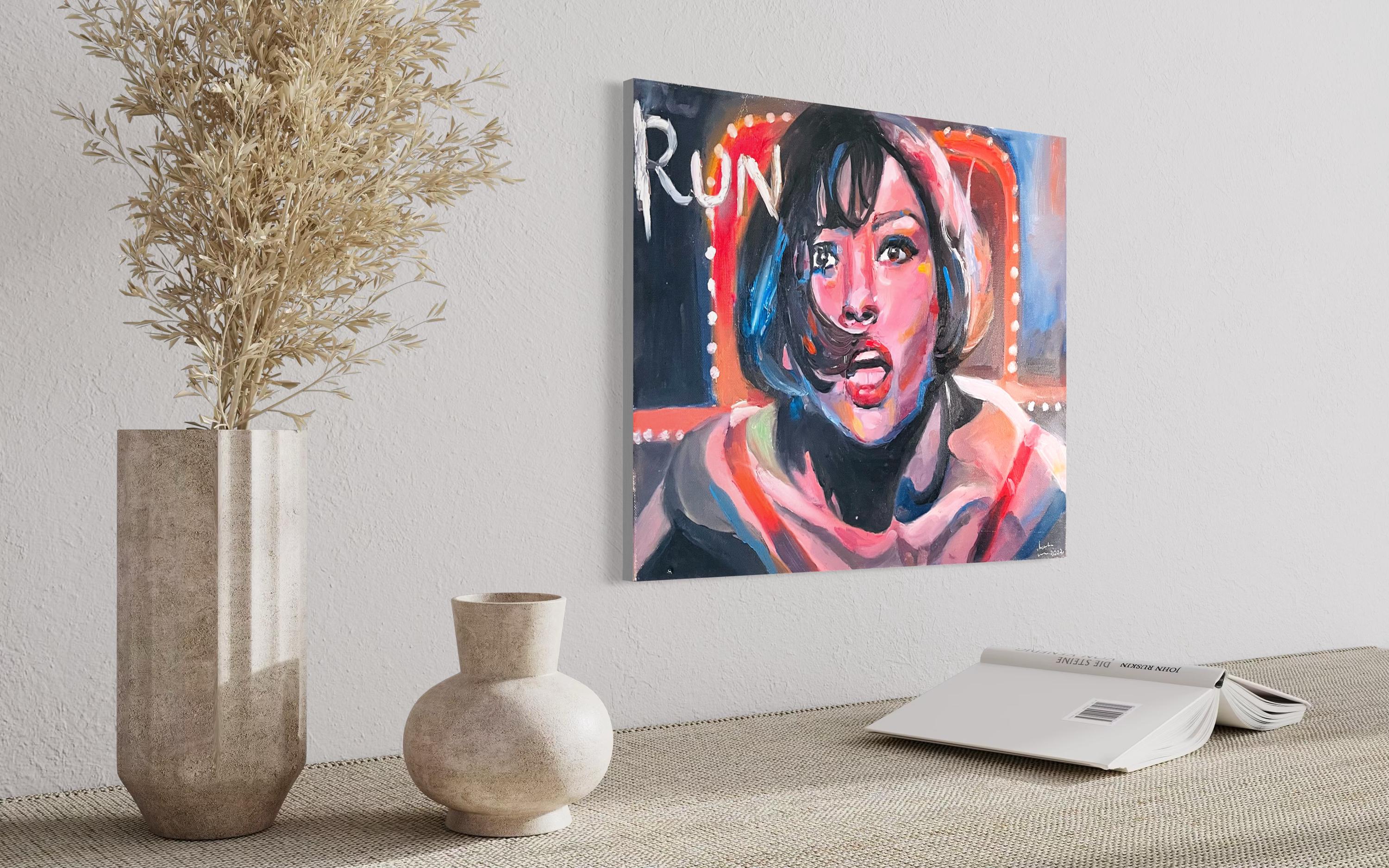 Original painting Under neon lights, Catherine zeta Jones, Chicago musical