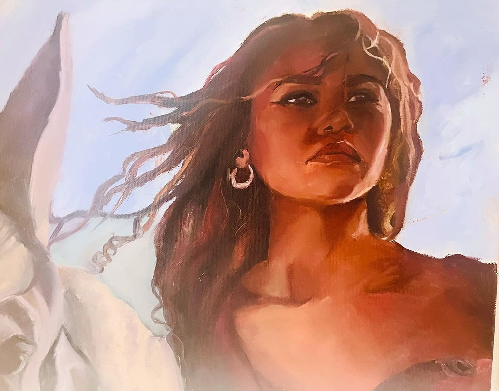 Original oil painting Zendaya on a horse
