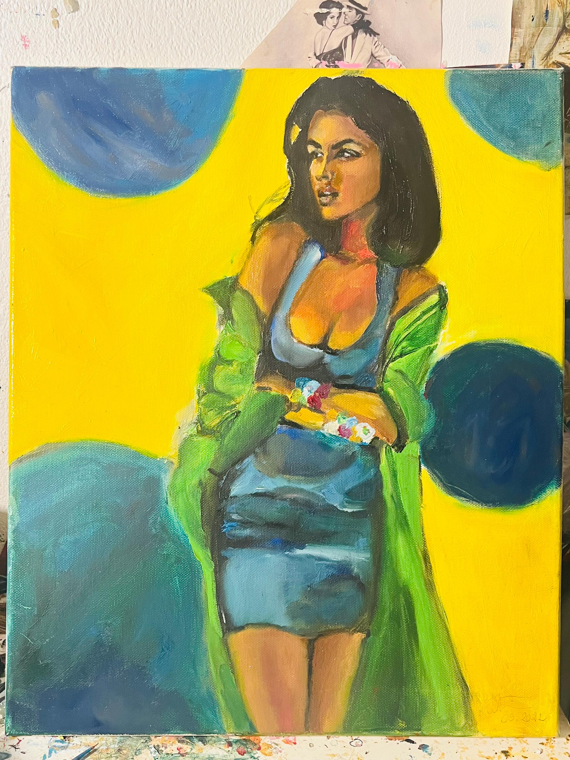 Yasmeen Ghauri top model painting