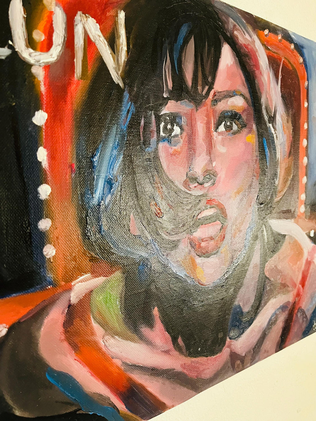 Original painting Under neon lights, Catherine zeta Jones, Chicago musical