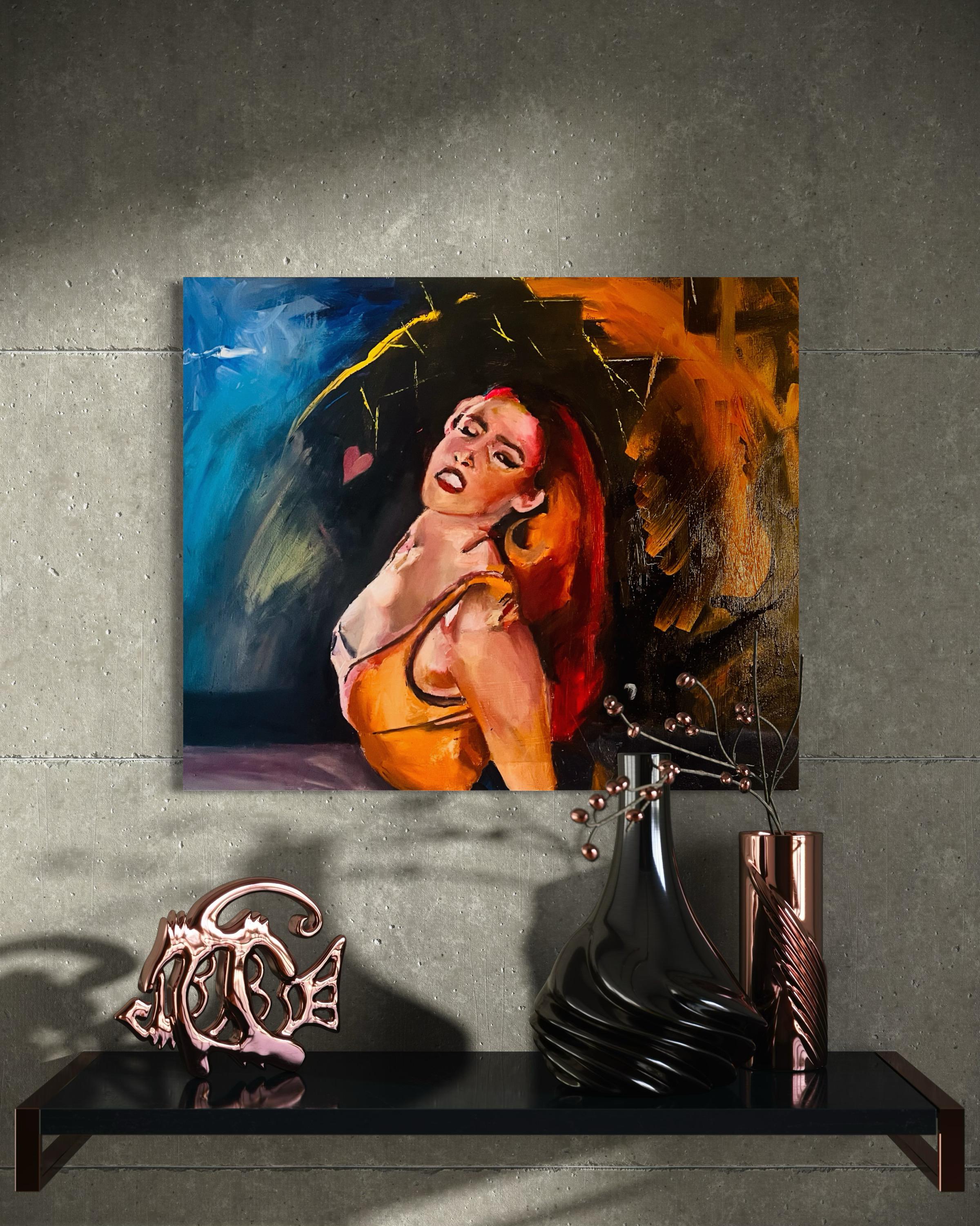 Ragaetton dancer redhead, fierce orange woman painting