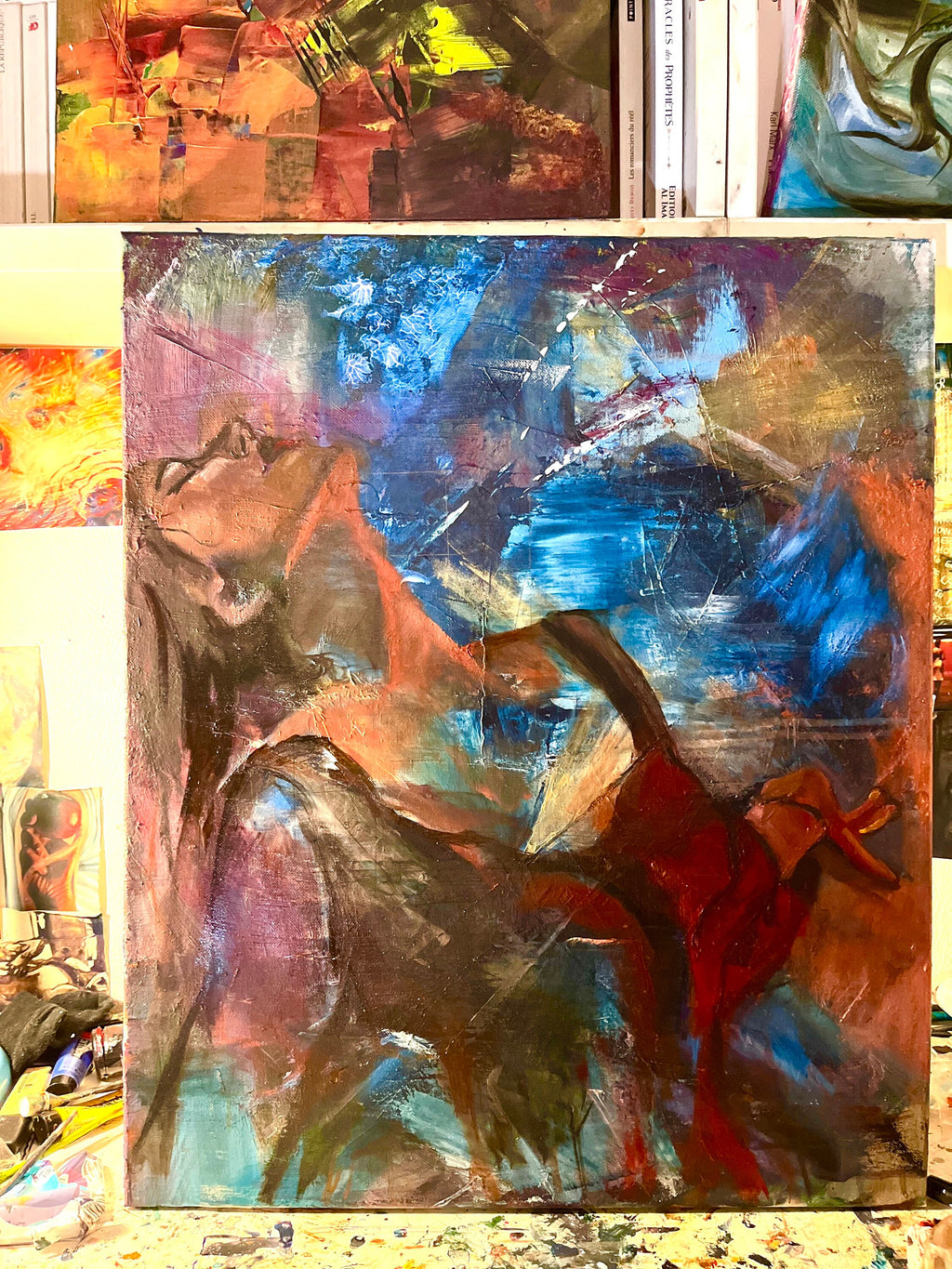 Let the rain fall, abstract painting of woman