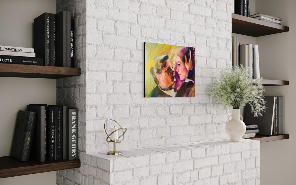 Marcello Mastroianni and Claudia cardinale portrait oil painting