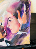 Marcello Mastroianni and Claudia cardinale portrait oil painting