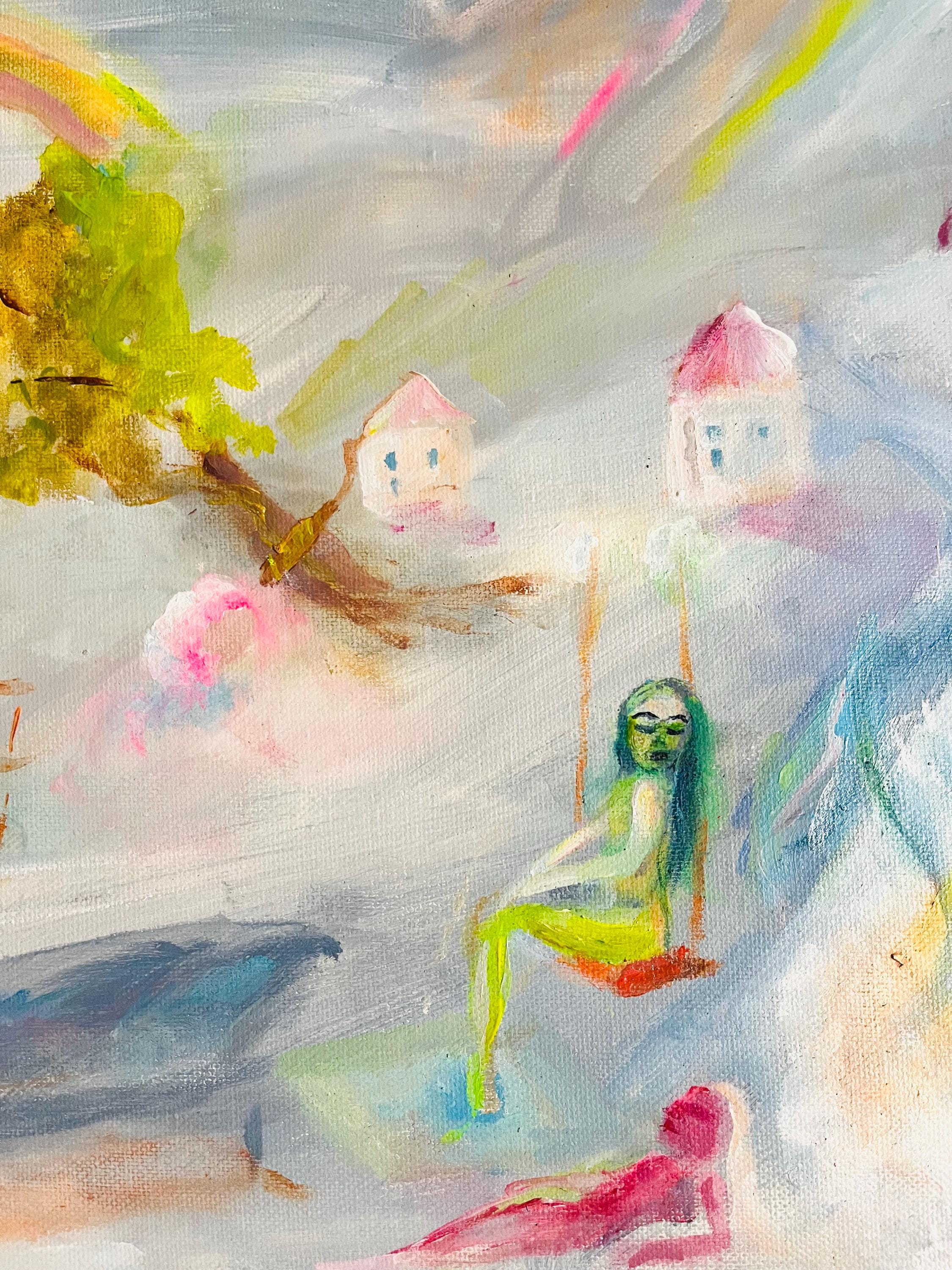 Lounge on air, original acrylic painting, Summer feeling