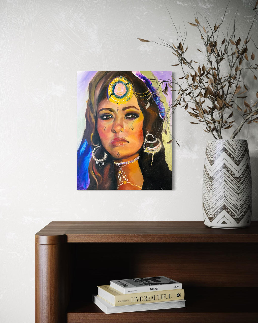 Woman from Sahara, amazigh tuareg woman portrait oil painting