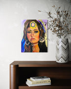 Woman from Sahara, amazigh tuareg woman portrait oil painting