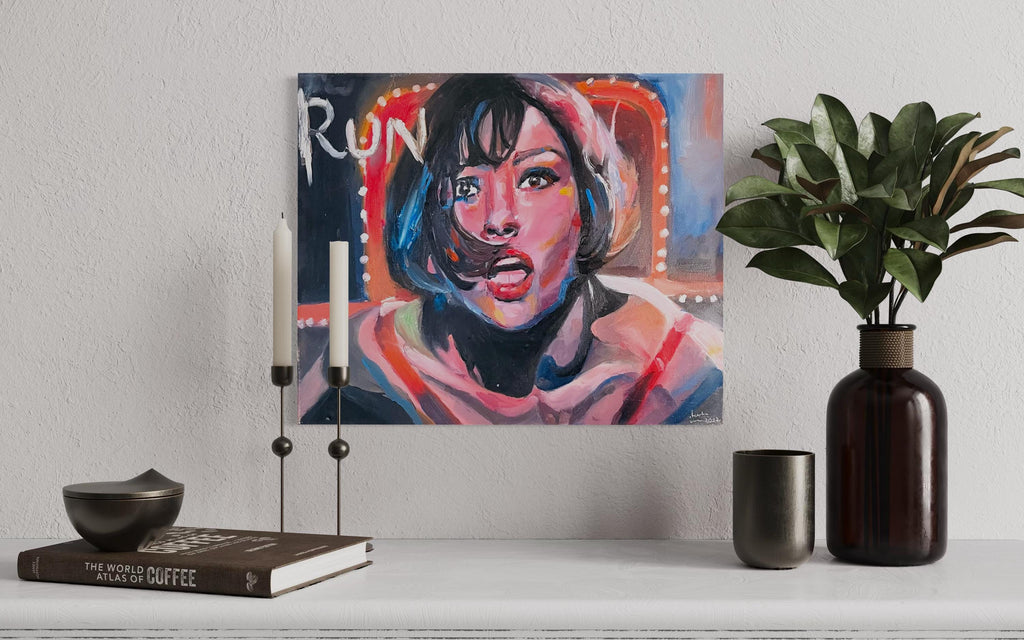 Original painting Under neon lights, Catherine zeta Jones, Chicago musical