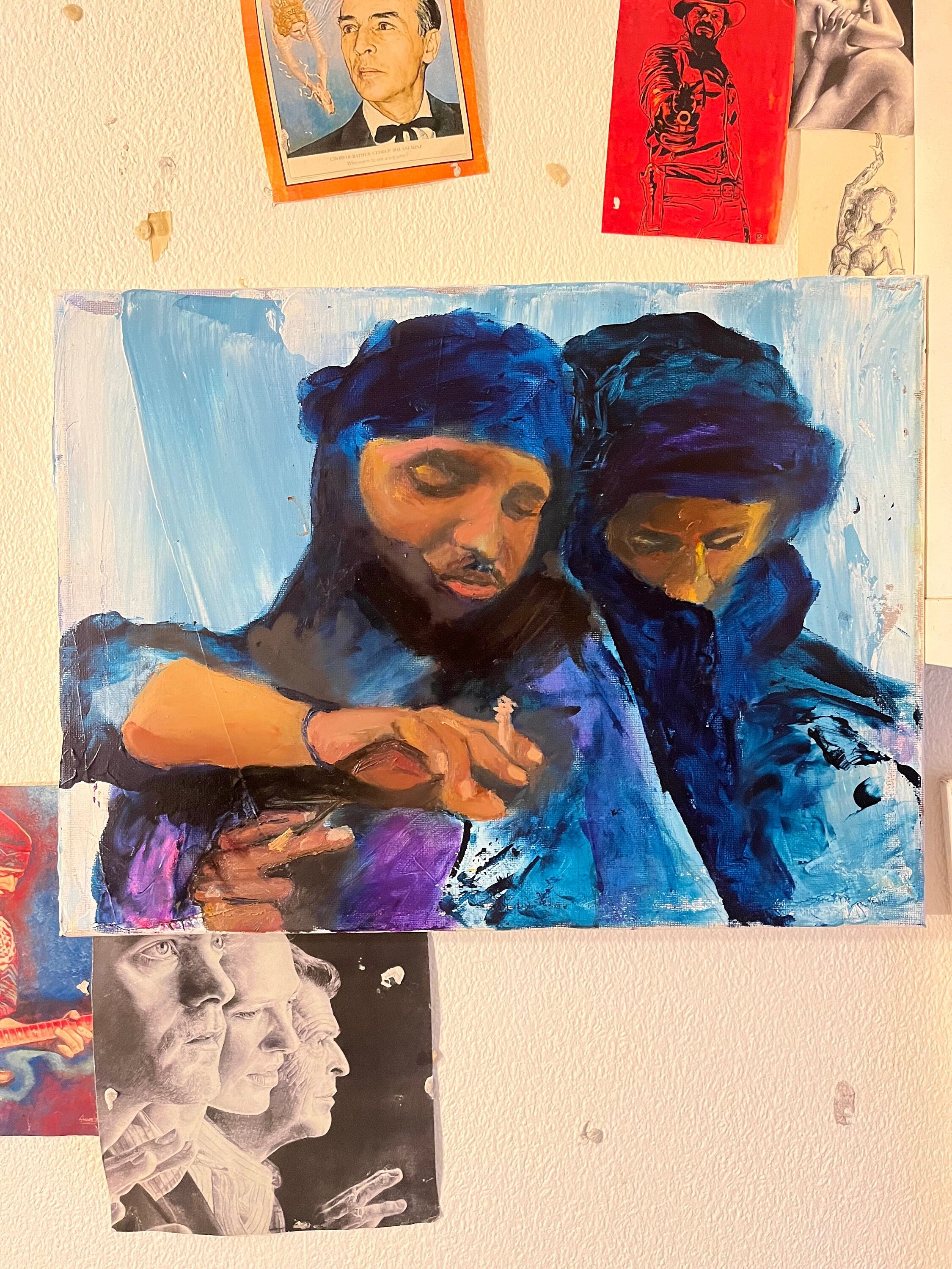 Tuareg brothers, original painting, African nomads
