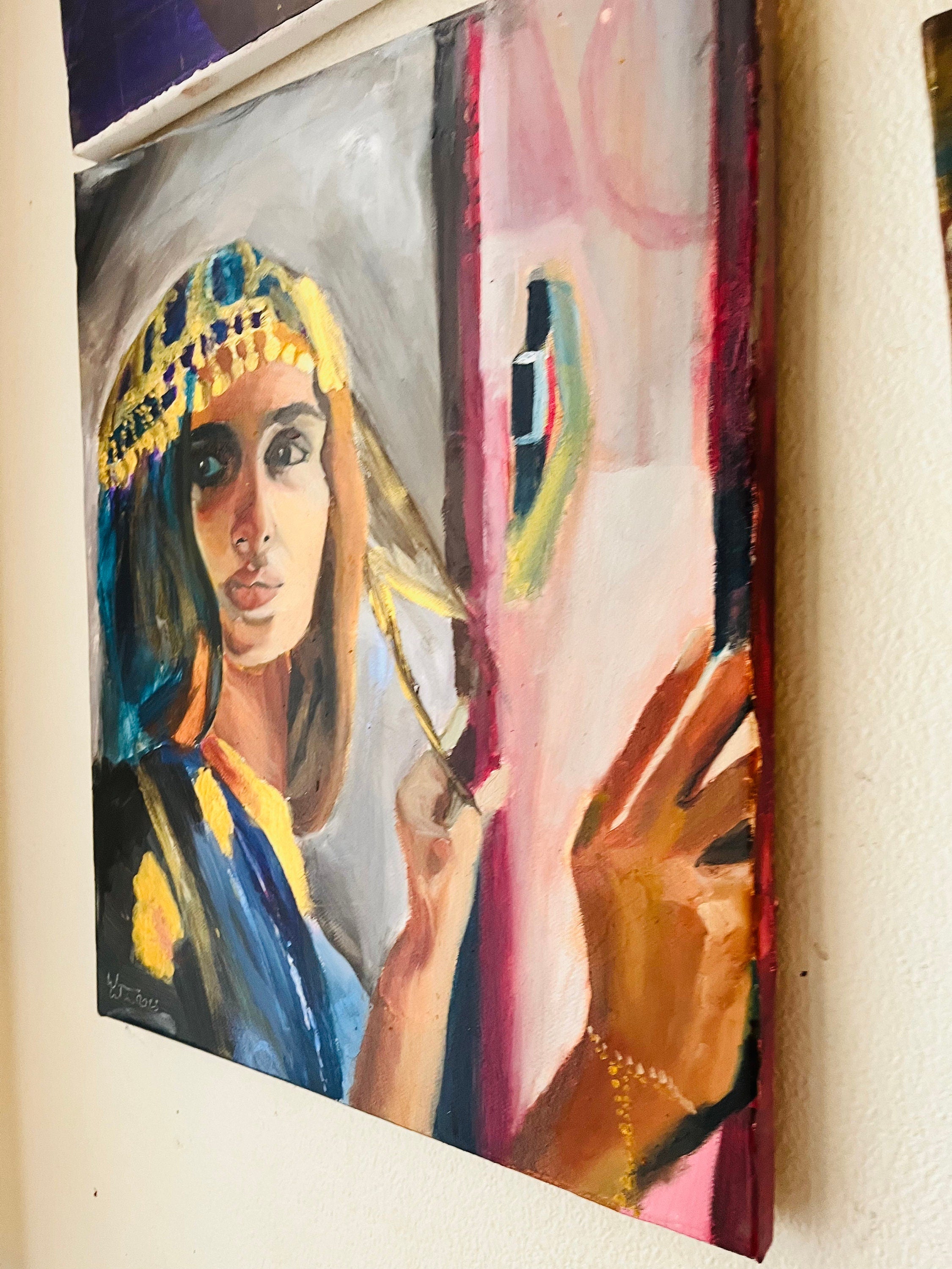 Gazing blue - original painting, oil on canvas