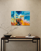 Mare Luce, original painting of a woman dancer on the sea, soft light