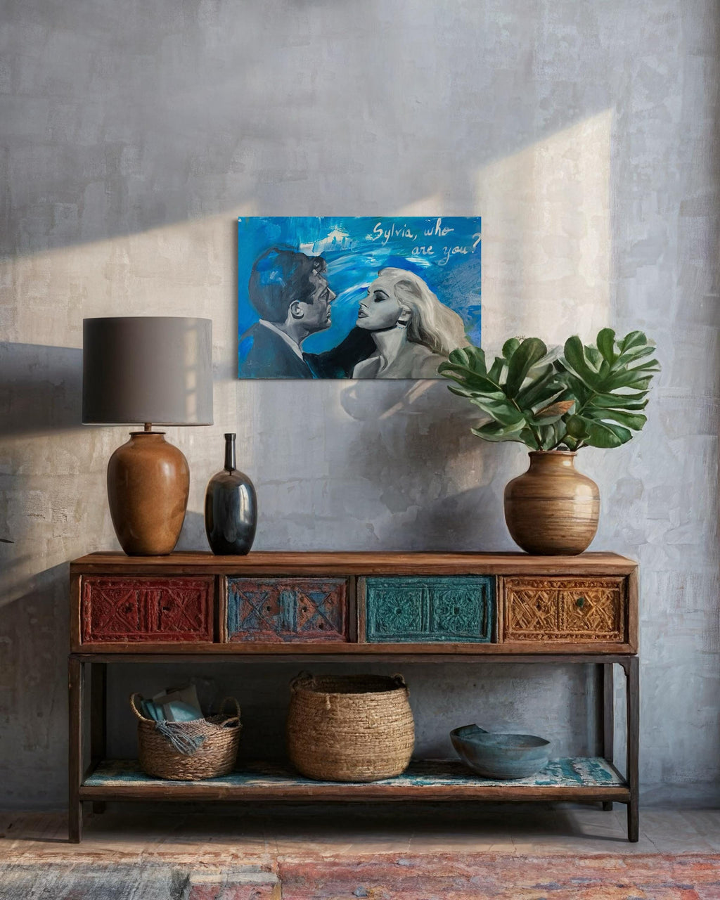 La dolce vita painting, Anita ekberg and Marcello Mastroianni