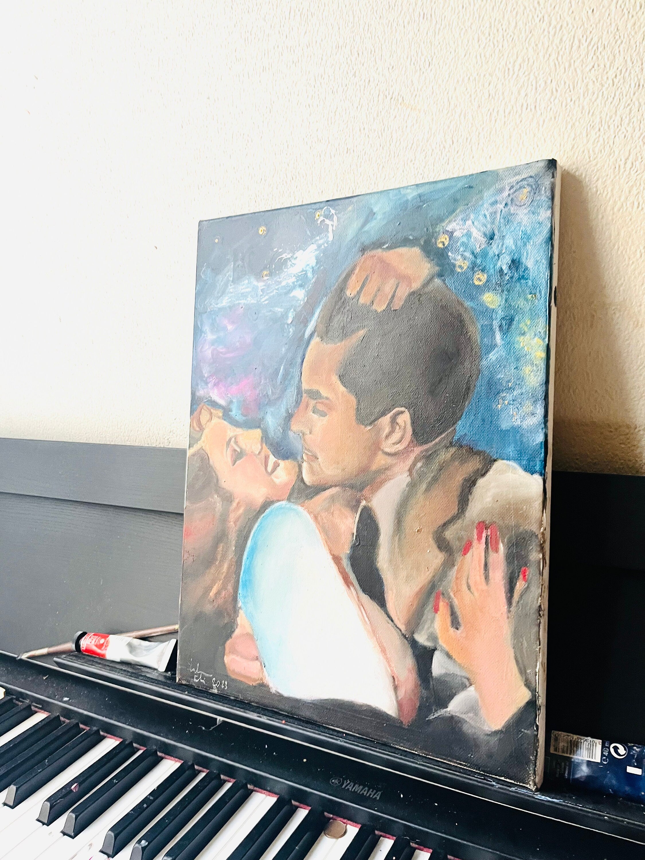 Original painting of Rita Hayworth and Tyrone power, old hollywood