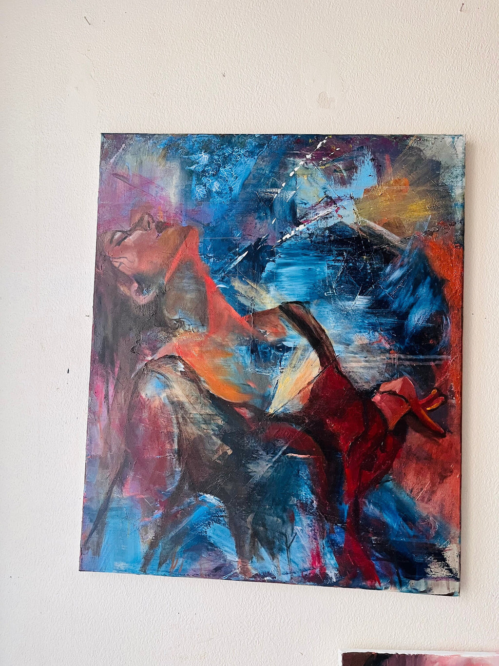 Let the rain fall, abstract painting of woman