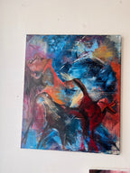 Let the rain fall, abstract painting of woman