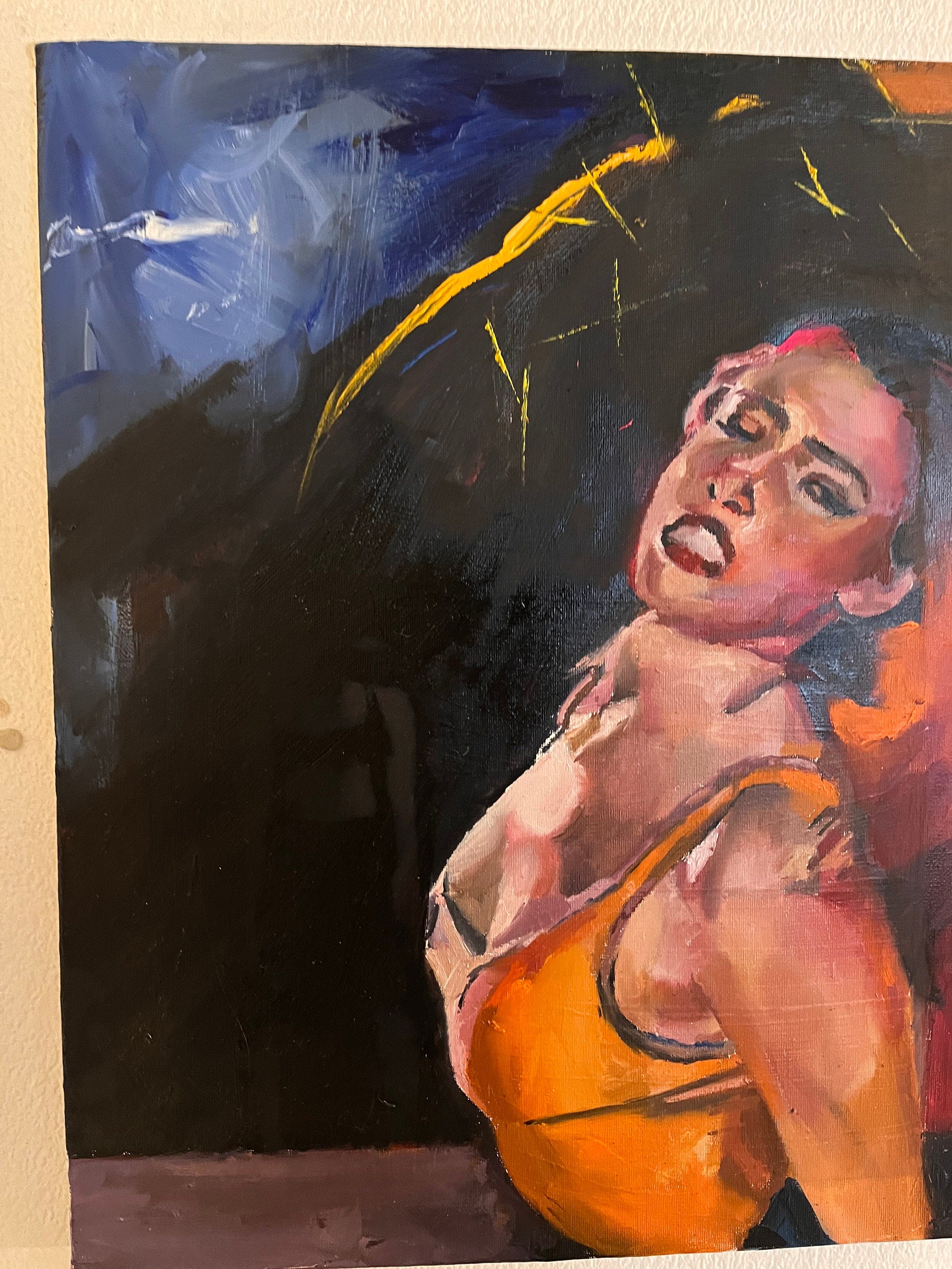 Ragaetton dancer redhead, fierce orange woman painting