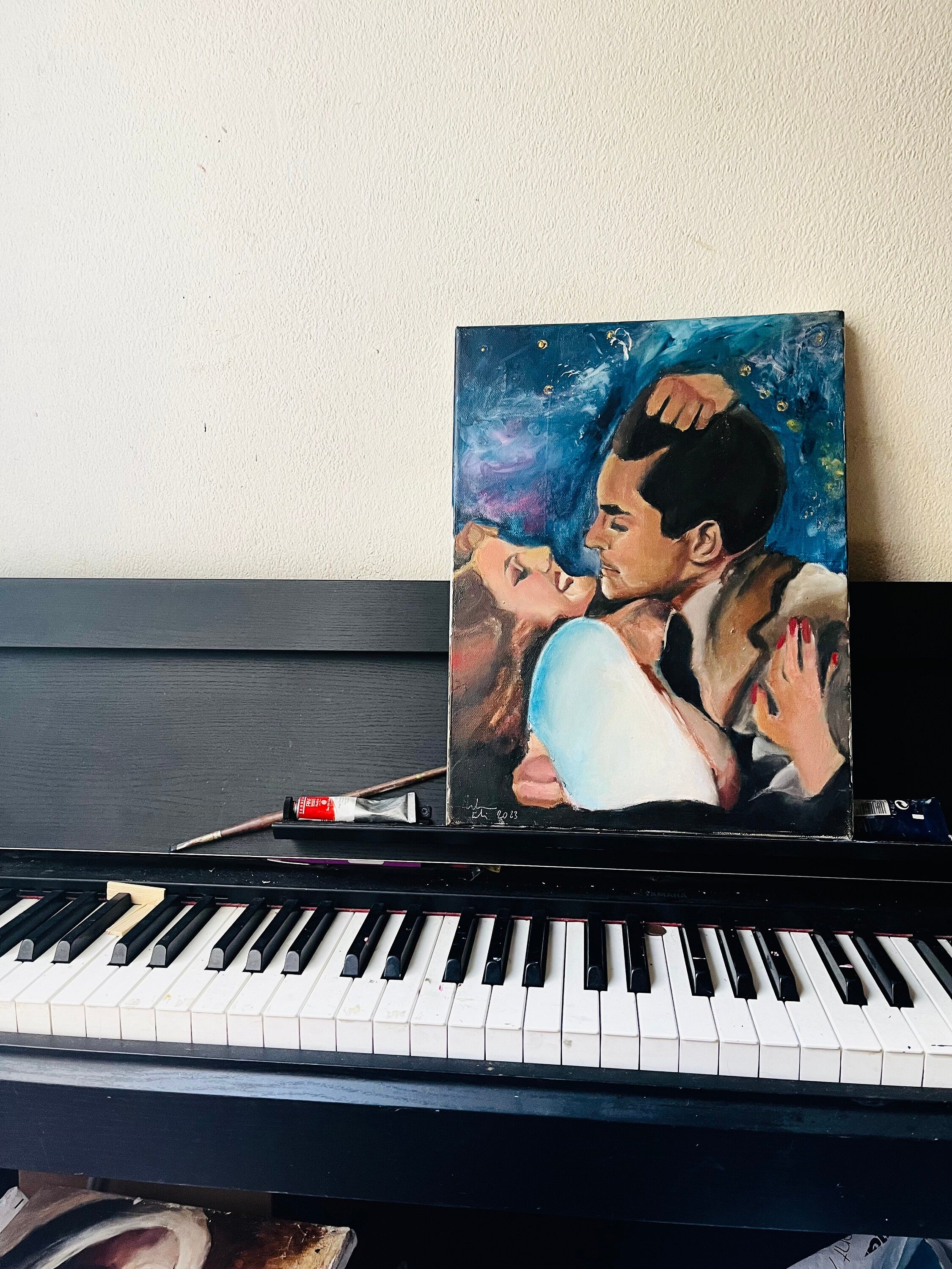 Original painting of Rita Hayworth and Tyrone power, old hollywood