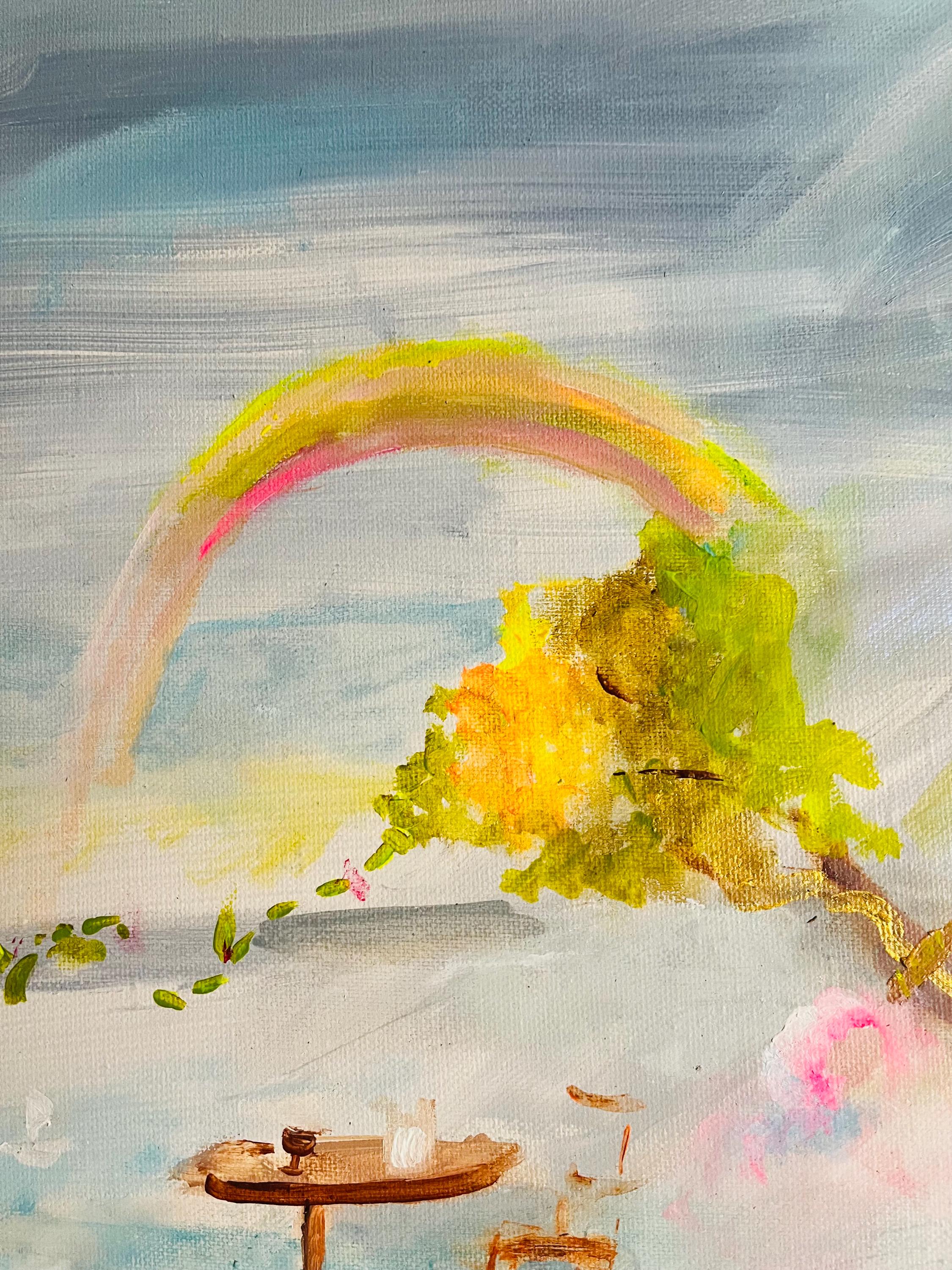 Lounge on air, original acrylic painting, Summer feeling