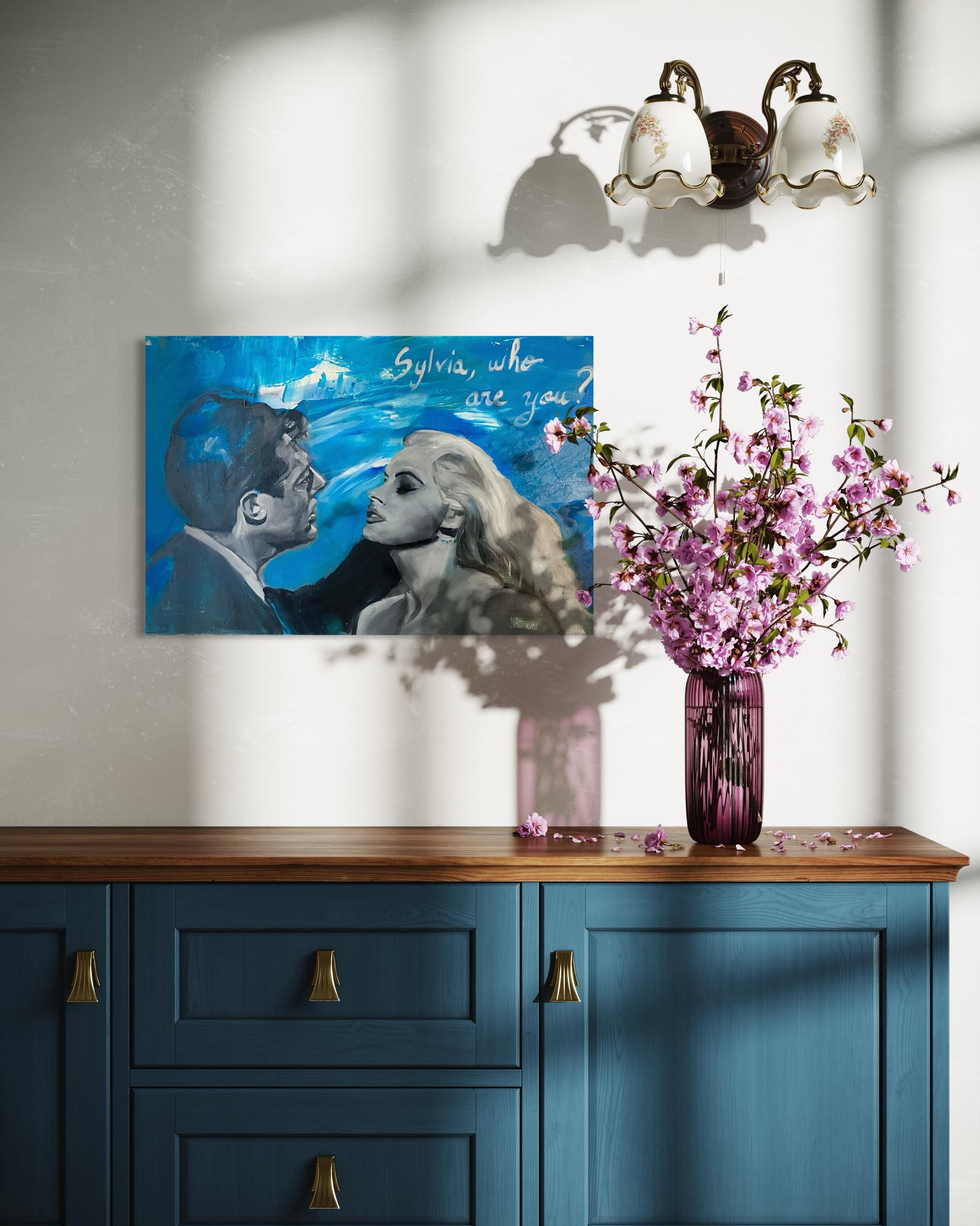 La dolce vita painting, Anita ekberg and Marcello Mastroianni