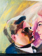 Marcello Mastroianni and Claudia cardinale portrait oil painting