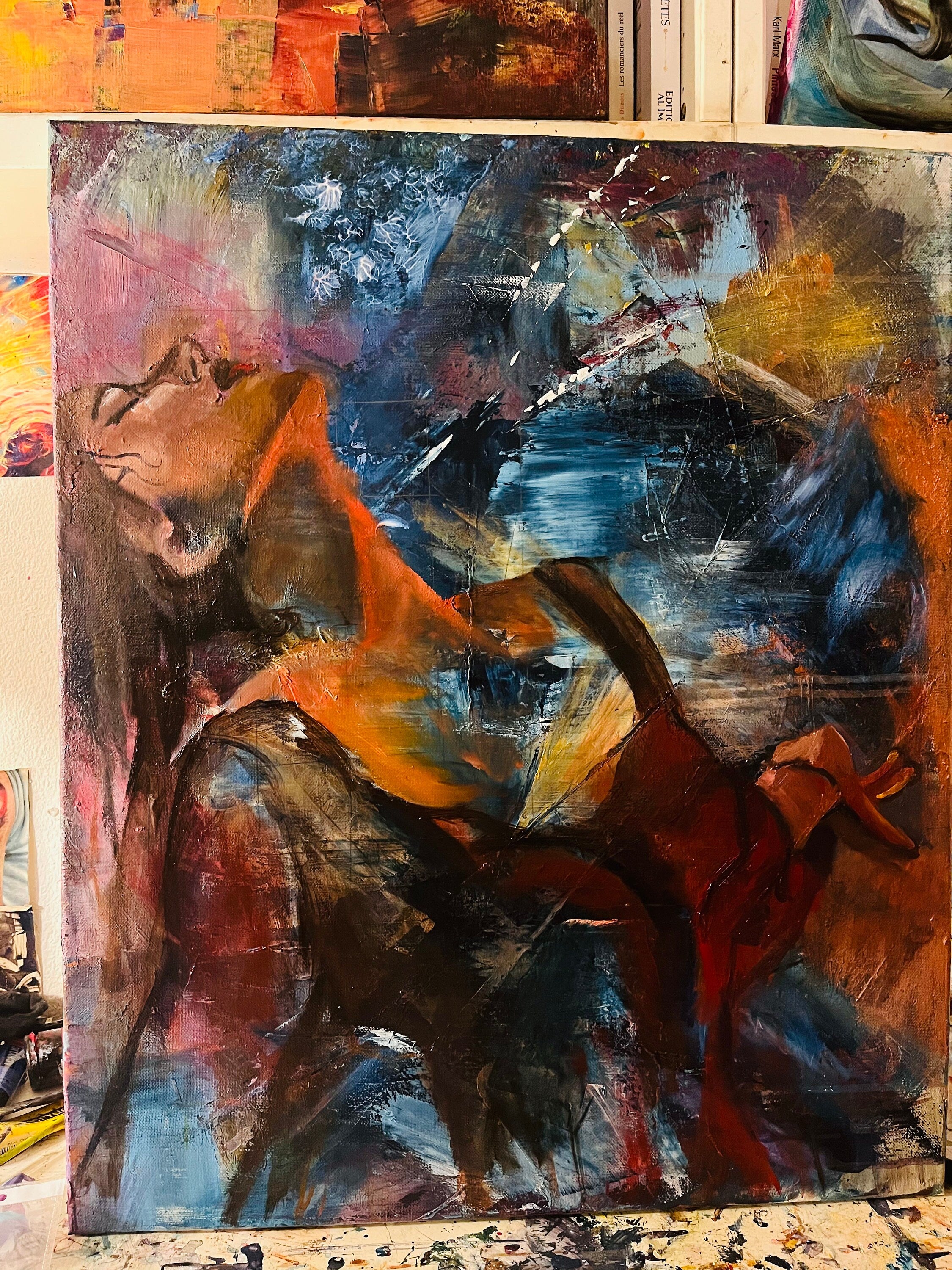 Let the rain fall, abstract painting of woman