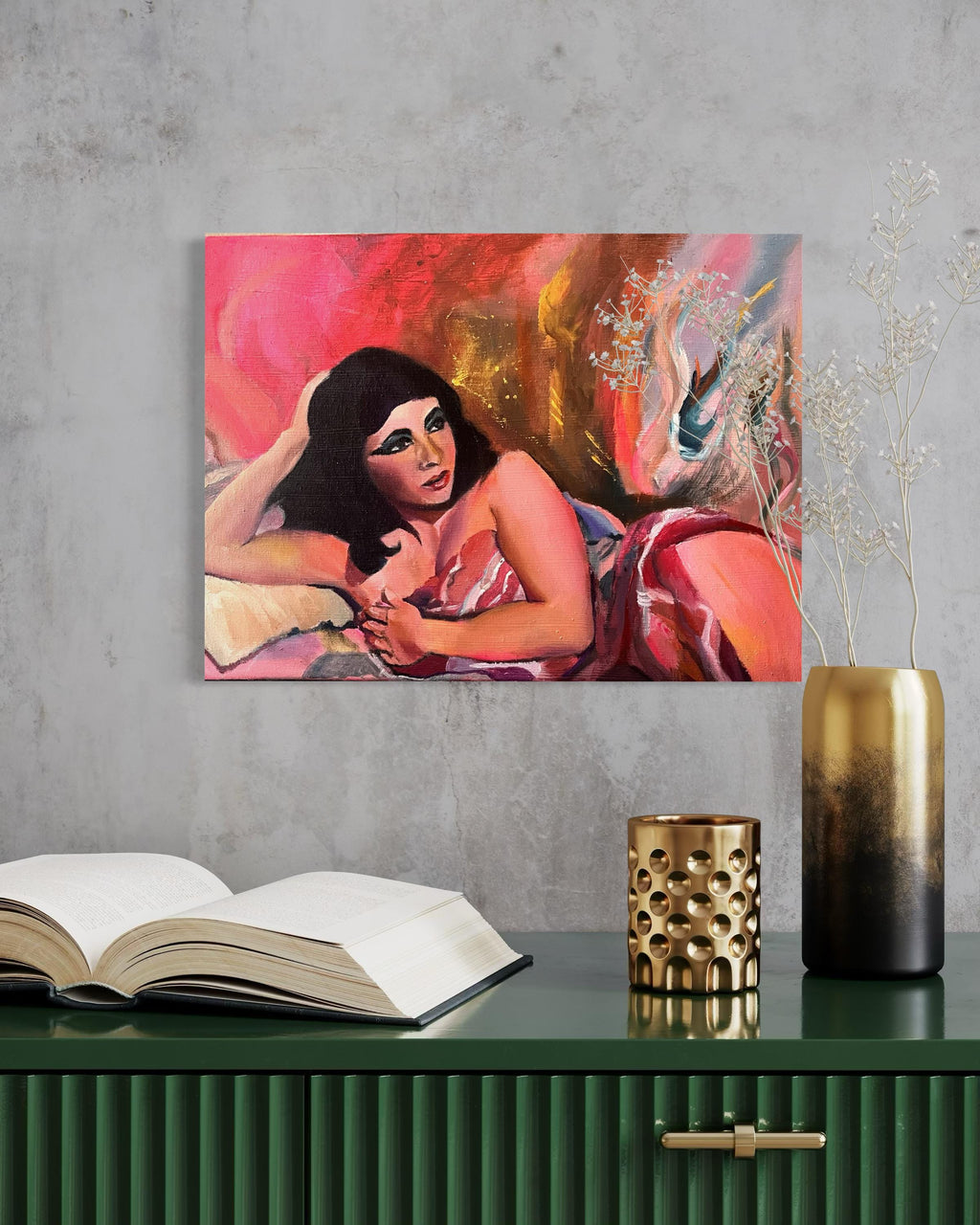 Original portrait painting of Elizabeth Taylor as cleopatra