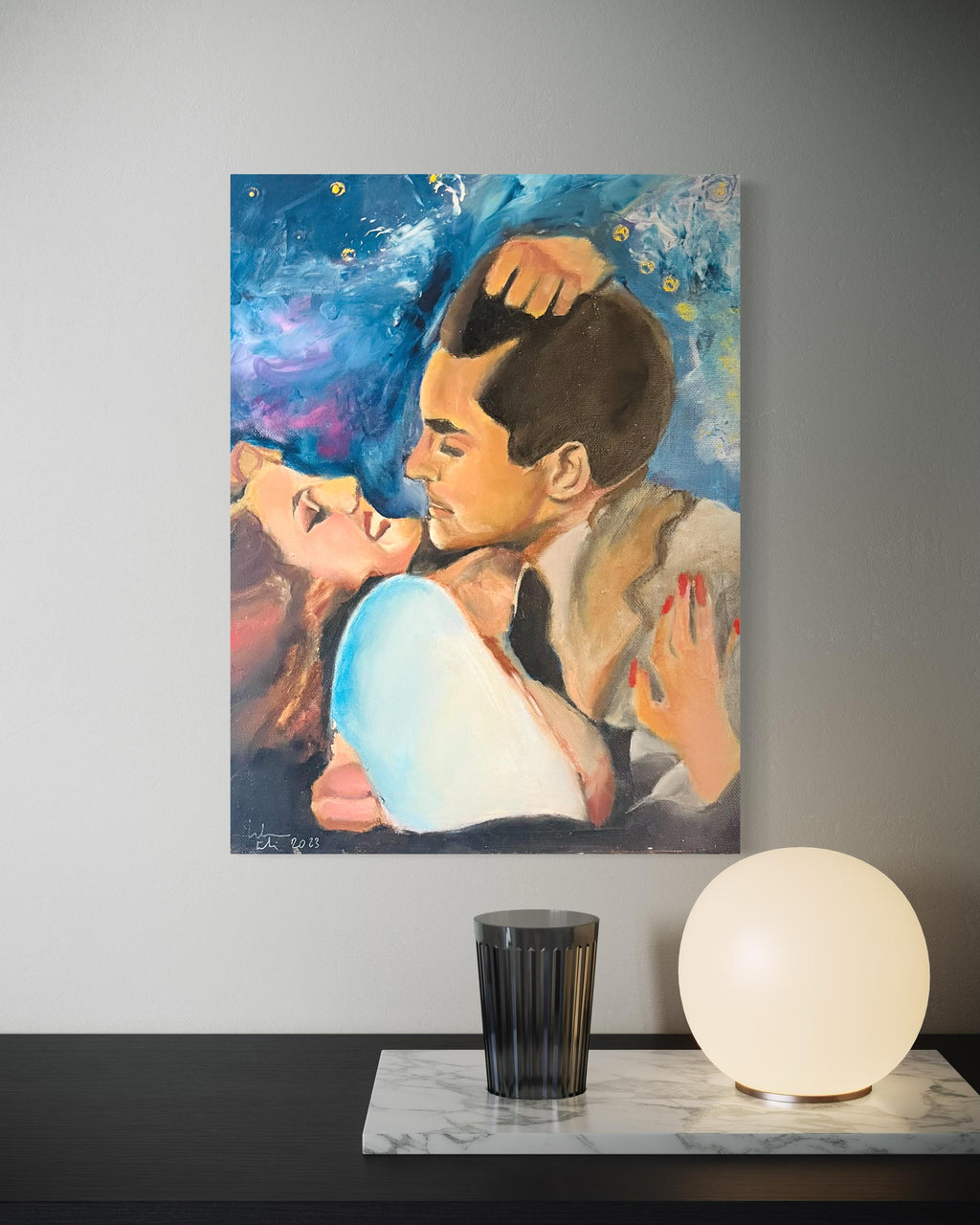 Original painting of Rita Hayworth and Tyrone power, old hollywood