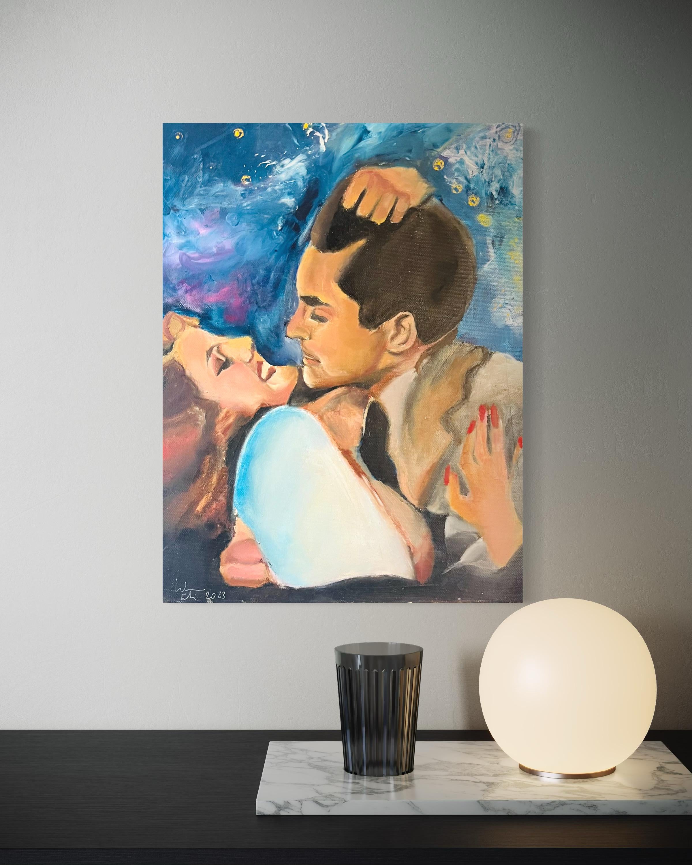 Original painting of Rita Hayworth and Tyrone power, old hollywood