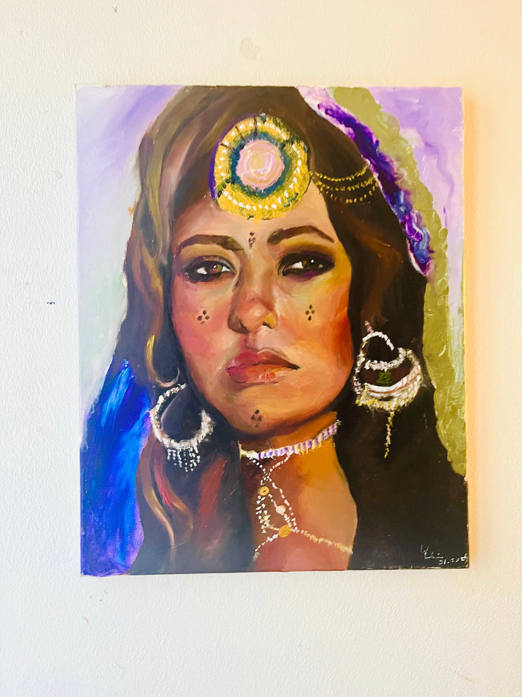 Woman from Sahara, amazigh tuareg woman portrait oil painting