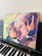 Marcello Mastroianni and Claudia cardinale portrait oil painting