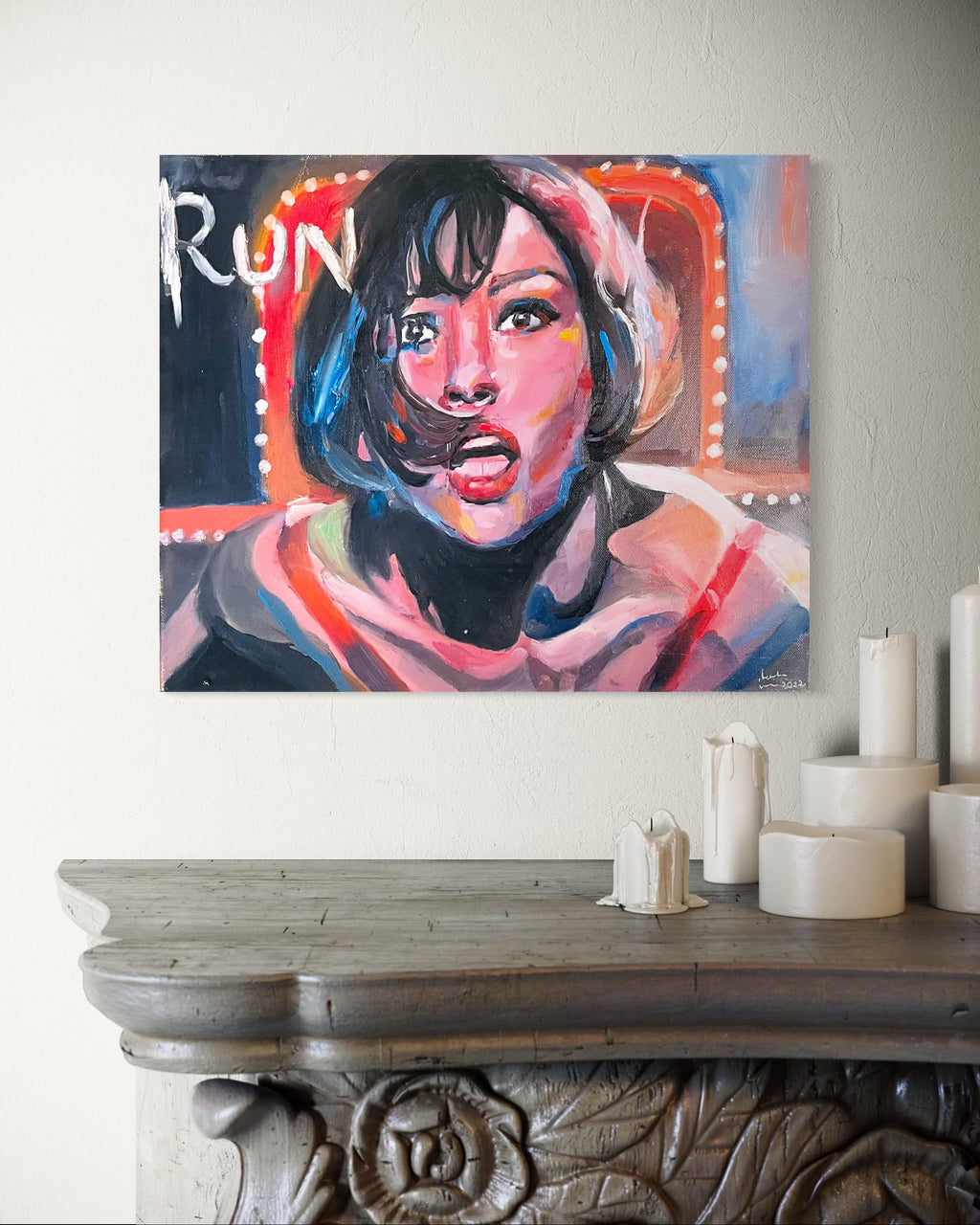 Original painting Under neon lights, Catherine zeta Jones, Chicago musical